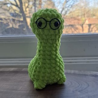 Crochet Brachiosaurus in glasses